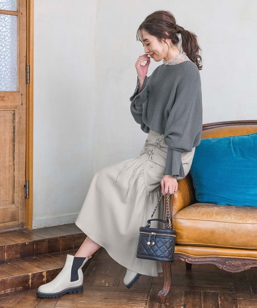 mysty woman(ミスティウーマン)の「アシメレースアップマーメイドスカート 990902(スカート・レディース・ブラウン/ブルー系その他/アイボリー・FREE)」の7枚目の写真