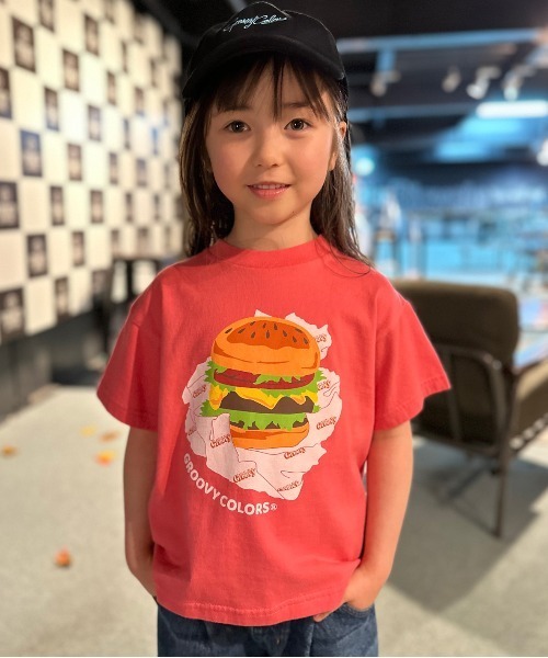 GROOVY COLORS（グルービーカラーズ）の「HAMBURGER Tシャツ（Tシャツ/カットソー・キッズ・ブラック/その他1/ピンク・120/110/100/90）」の3枚目の写真