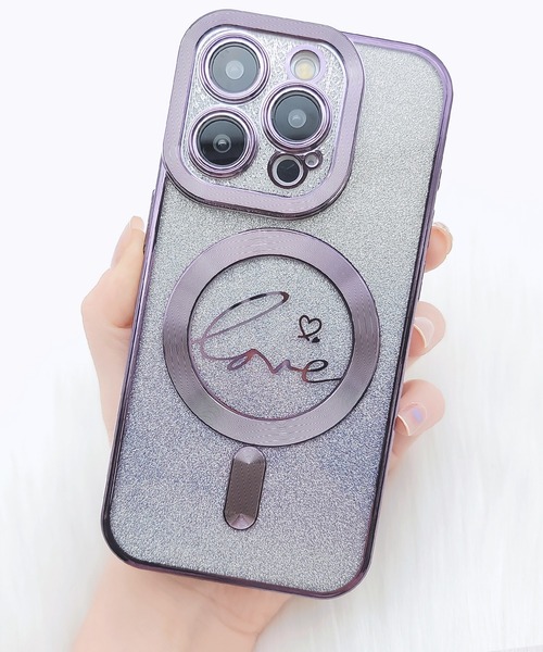 セール】ラメグラデーションカラーiPhoneケース マグネット付き