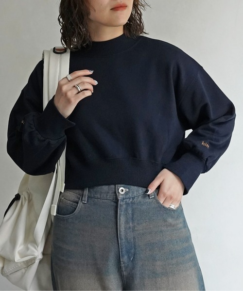 CPCM（シーピーシーエム）の「チビロゴ刺繍ショート裏毛プルオーバー（スウェット・レディース・ライム/オフホワイト/グレー/ネイビー・F）」の2枚目の写真
