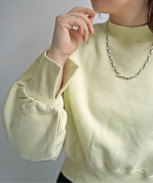 CPCM（シーピーシーエム）の「チビロゴ刺繍ショート裏毛プルオーバー（スウェット・レディース・ライム/オフホワイト/グレー/ネイビー・F）」の5枚目の写真