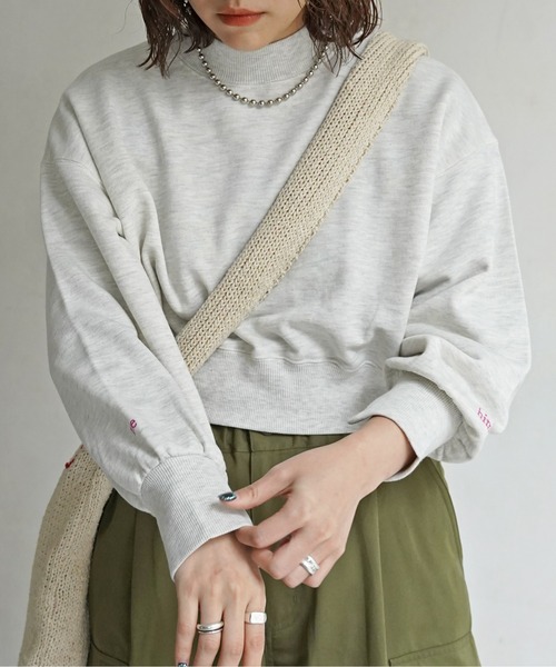CPCM（シーピーシーエム）の「チビロゴ刺繍ショート裏毛プルオーバー（スウェット・レディース・ライム/オフホワイト/グレー/ネイビー・F）」の7枚目の写真