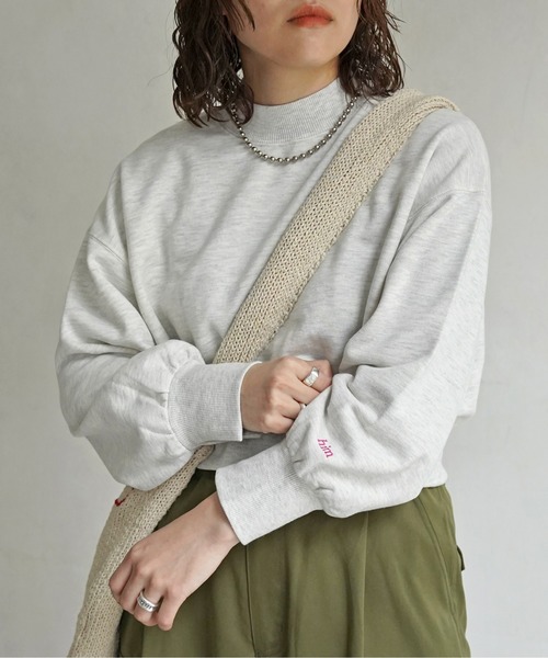 CPCM（シーピーシーエム）の「チビロゴ刺繍ショート裏毛プルオーバー（スウェット・レディース・ライム/オフホワイト/グレー/ネイビー・F）」の9枚目の写真
