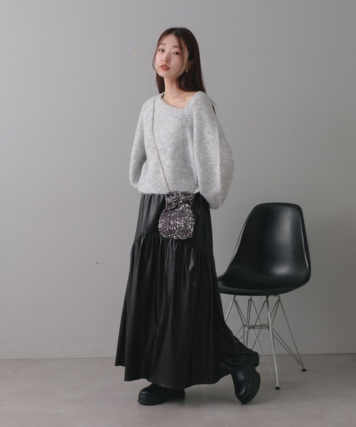 Kastane（カスタネ）の「【前後2WAY/ウール混】カーブスリーブメランジニット（ニット/セーター・レディース・イエロー/アイボリー/ピンク・FREE）」の8枚目の写真