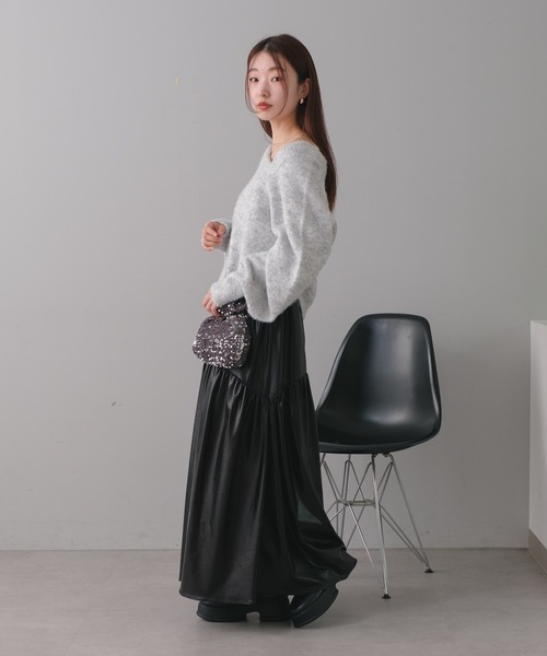 Kastane（カスタネ）の「【前後2WAY/ウール混】カーブスリーブメランジニット（ニット/セーター・レディース・イエロー/アイボリー/ピンク・FREE）」の9枚目の写真