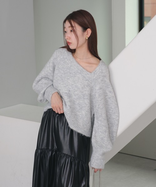 Kastane（カスタネ）の「【前後2WAY/ウール混】カーブスリーブメランジニット（ニット/セーター・レディース・イエロー/アイボリー/ピンク・FREE）」の6枚目の写真