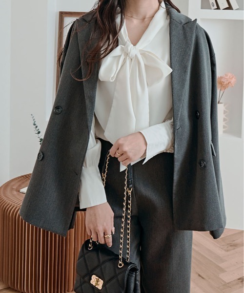 kirakiraShop（キラキラショップ）の「2way シフォン ジョーゼット ボウタイ ブラウス（シャツ/ブラウス・レディース・ホワイト/ライトグレー/ブラック/ブルー系その他/オフホワイト/ライトベージュ・M/L/XL）」の16枚目の写真