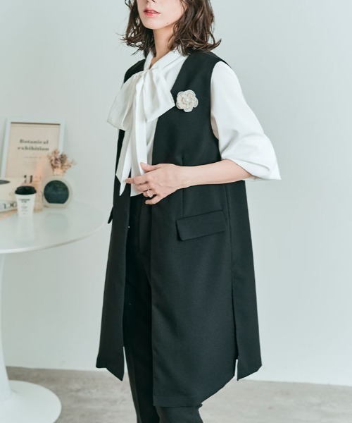 kirakiraShop（キラキラショップ）の「2way シフォン ジョーゼット ボウタイ ブラウス（シャツ/ブラウス・レディース・ホワイト/ライトグレー/ブラック/ブルー系その他/オフホワイト/ライトベージュ・M/L/XL）」の9枚目の写真