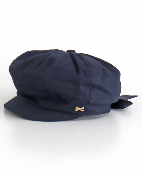 apres les cours(アプレレクール)の「後ろリボンキャスケット(キャスケット・キッズ・ネイビー/アイボリー・50/54/58)」の1枚目の写真