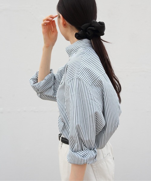GYMPHLEX（ジムフレックス）の「GYMPHLEX/ジムフレックス　ショートボタンダウンシャツ ストライプ　SHORT B.D. SHIRT STRIPE　GY-B0198 MTS（シャツ/ブラウス・レディース・グレー/グリーン・14）」の11枚目の写真