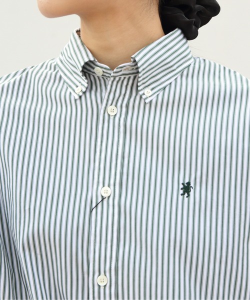 GYMPHLEX（ジムフレックス）の「GYMPHLEX/ジムフレックス　ショートボタンダウンシャツ ストライプ　SHORT B.D. SHIRT STRIPE　GY-B0198 MTS（シャツ/ブラウス・レディース・グレー/グリーン・14）」の15枚目の写真