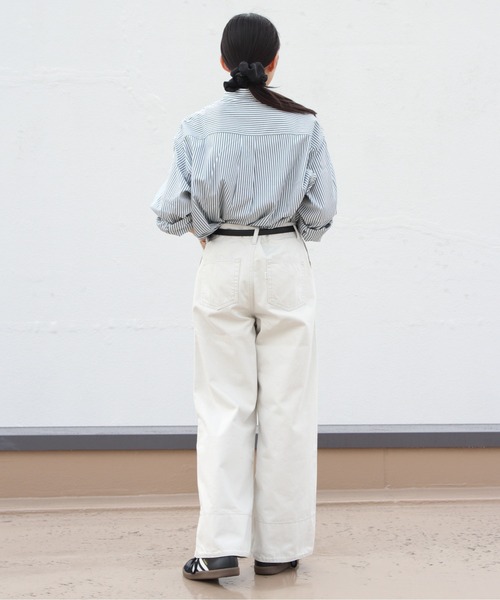 GYMPHLEX（ジムフレックス）の「GYMPHLEX/ジムフレックス　ショートボタンダウンシャツ ストライプ　SHORT B.D. SHIRT STRIPE　GY-B0198 MTS（シャツ/ブラウス・レディース・グレー/グリーン・14）」の16枚目の写真