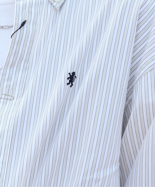 GYMPHLEX（ジムフレックス）の「GYMPHLEX/ジムフレックス　ショートボタンダウンシャツ ストライプ　SHORT B.D. SHIRT STRIPE　GY-B0198 MTS（シャツ/ブラウス・レディース・グレー/グリーン・14）」の12枚目の写真