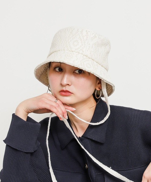 SENSE OF PLACE by URBAN RESEARCH（センスオブプレイスバイアーバンリサーチ）の「ジャガードハット（ハット・レディース・オフホワイト/ブラック・ONE）」の6枚目の写真