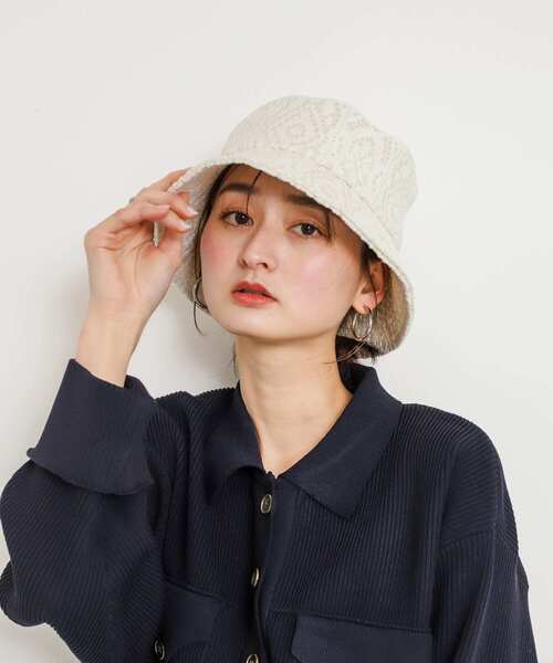 SENSE OF PLACE by URBAN RESEARCH（センスオブプレイスバイアーバンリサーチ）の「ジャガードハット（ハット・レディース・オフホワイト/ブラック・ONE）」の9枚目の写真