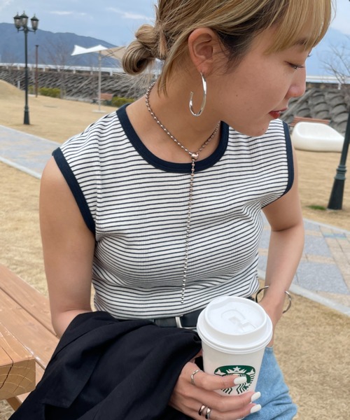 MILLER（ミラー）の「【VERY 9月号掲載】[MILLER/ミラー] 別注 配色 パネルリブタンクトップ（タンクトップ・レディース・ブルー/アイボリー/ブラック/ブラウン/ネイビー/イエロー・F）」の4枚目の写真