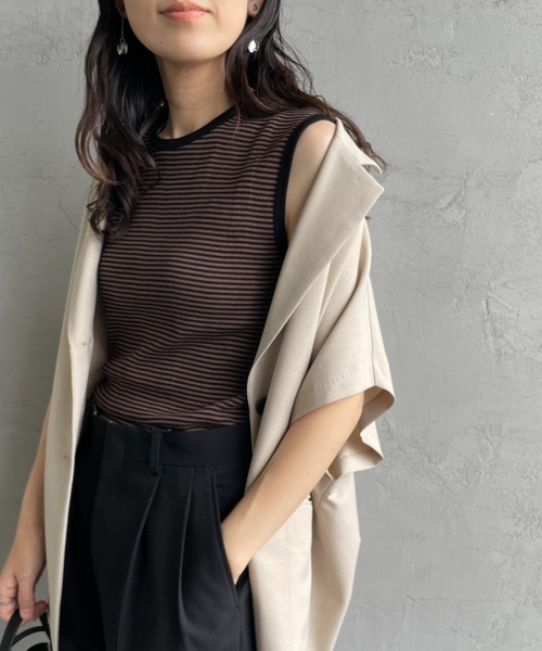 MILLER（ミラー）の「【VERY 9月号掲載】[MILLER/ミラー] 別注 配色 パネルリブタンクトップ（タンクトップ・レディース・ブルー/アイボリー/ブラック/ブラウン/ネイビー/イエロー・F）」の3枚目の写真