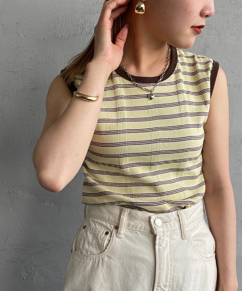 MILLER（ミラー）の「【VERY 9月号掲載】[MILLER/ミラー] 別注 配色 パネルリブタンクトップ（タンクトップ・レディース・ブルー/アイボリー/ブラック/ブラウン/ネイビー/イエロー・F）」の6枚目の写真