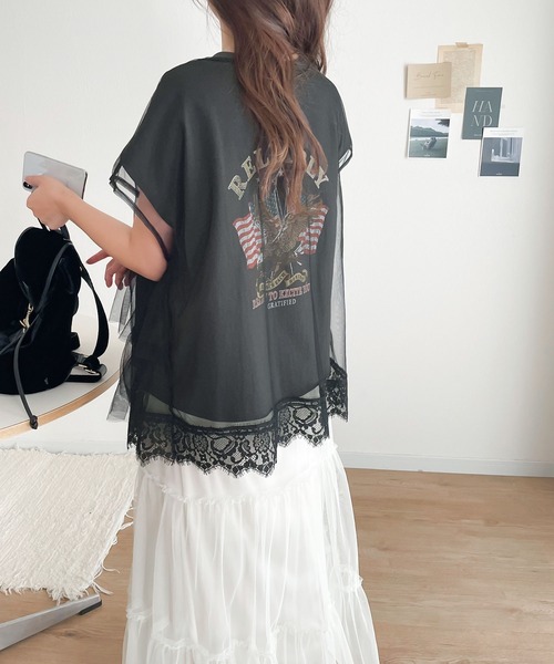 Java（ジャバ）の「《Javaジャバコラボ》チュールレイヤード＆グラフィックプリントTシャツ2点セットが嬉しい♪マルチウェイバックティアード レースチュール＆ロックT（Tシャツ/カットソー・レディース・A/B/C・MEDIUM/LARGE/X-LARGE/SMALL）」の6枚目の写真