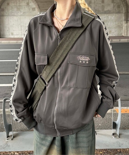 sedacle(セダクル)の「スターライン入りトラックジャケット(ジャージ・メンズ・チャコールグレー/杢グレー・LARGE/MEDIUM/SMALL)」の8枚目の写真
