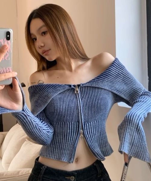 トップス KOME A'GEM/9 × .kom 『A'GEM/9/エージェムナイン』 クロスエンジェルジップ