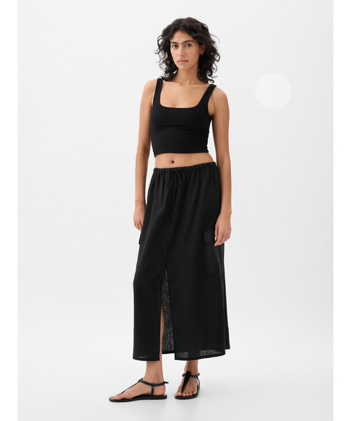 GAP（ギャップ）の「リネンブレンド カーゴ ミディスカート（スカート・レディース・カーキ/ブラック/ベージュ・M/XS/XXS/S/L）」の7枚目の写真