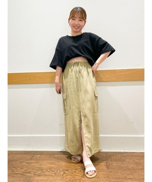 GAP（ギャップ）の「リネンブレンド カーゴ ミディスカート（スカート・レディース・カーキ/ブラック/ベージュ・M/XS/XXS/S/L）」の16枚目の写真