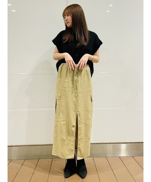 GAP（ギャップ）の「リネンブレンド カーゴ ミディスカート