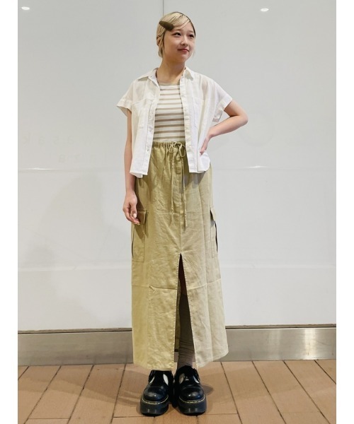 GAP（ギャップ）の「リネンブレンド カーゴ ミディスカート