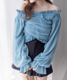 clear | 2wayクロス袖チュールショート丈長袖ブラウス≪2024SS新作≫(シャツ/ブラウス)