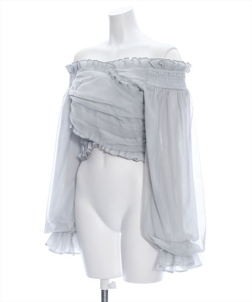 clear（クリア）の「≪再入荷≫2wayクロス袖チュールショート丈長袖ブラウス［大人 カジュアル 着回し力抜群］（シャツ/ブラウス・レディース・ブルーグレー/ブラック/グレー・F）」の8枚目の写真