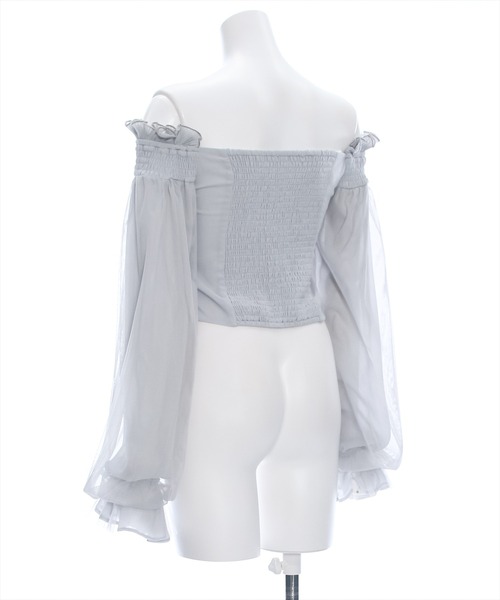 clear（クリア）の「≪再入荷≫2wayクロス袖チュールショート丈長袖ブラウス［大人 カジュアル 着回し力抜群］（シャツ/ブラウス・レディース・ブルーグレー/ブラック/グレー・F）」の10枚目の写真