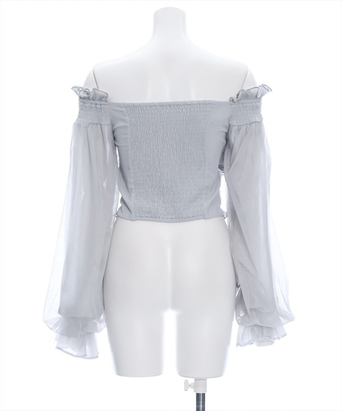 clear（クリア）の「≪再入荷≫2wayクロス袖チュールショート丈長袖ブラウス［大人 カジュアル 着回し力抜群］（シャツ/ブラウス・レディース・ブルーグレー/ブラック/グレー・F）」の11枚目の写真