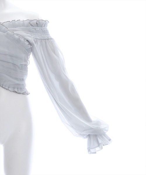 clear（クリア）の「≪再入荷≫2wayクロス袖チュールショート丈長袖ブラウス［大人 カジュアル 着回し力抜群］（シャツ/ブラウス・レディース・ブルーグレー/ブラック/グレー・F）」の12枚目の写真