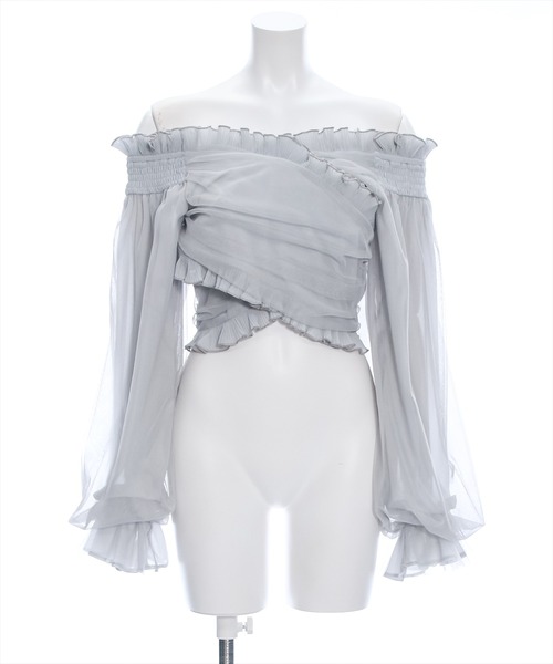 clear（クリア）の「≪再入荷≫2wayクロス袖チュールショート丈長袖ブラウス［大人 カジュアル 着回し力抜群］（シャツ/ブラウス・レディース・ブルーグレー/ブラック/グレー・F）」の19枚目の写真