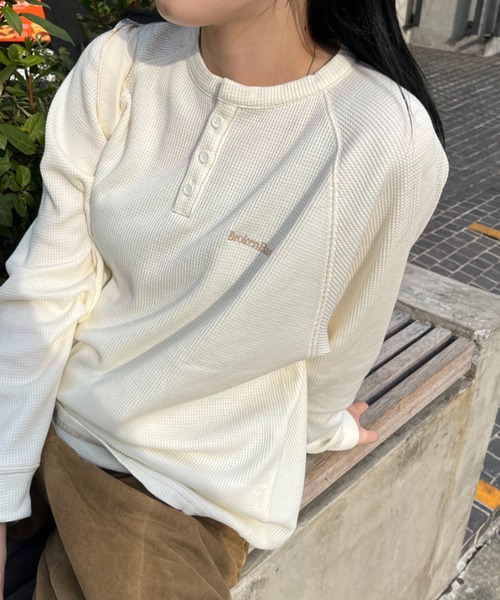 BROKEN BASE(ブロークンベース)の「ヘンリーネックワッフルロンT(Tシャツ/カットソー・メンズ・ネイビー/ブルー/アイボリー・MEDIUM/LARGE)」の13枚目の写真