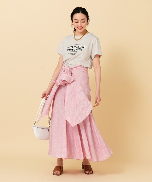 TO BE CHIC ピンク ストライプ フレアスカート