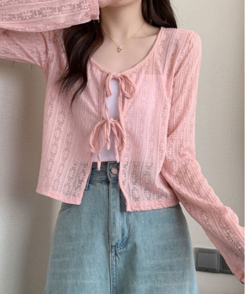 kirakiraShop(キラキラショップ)の「【着回し万能】花柄 レース カーディガン(カーディガン/ボレロ・レディース・ピンク/グリーン/ブラック/アイボリー/オフホワイト・FREE)」の18枚目の写真