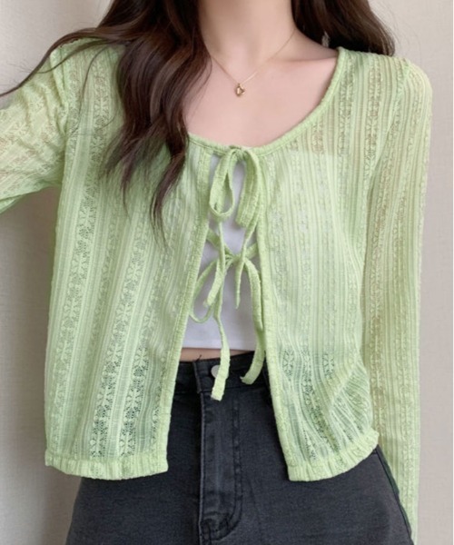 kirakiraShop(キラキラショップ)の「【着回し万能】花柄 レース カーディガン(カーディガン/ボレロ・レディース・ピンク/グリーン/ブラック/アイボリー/オフホワイト・FREE)」の15枚目の写真