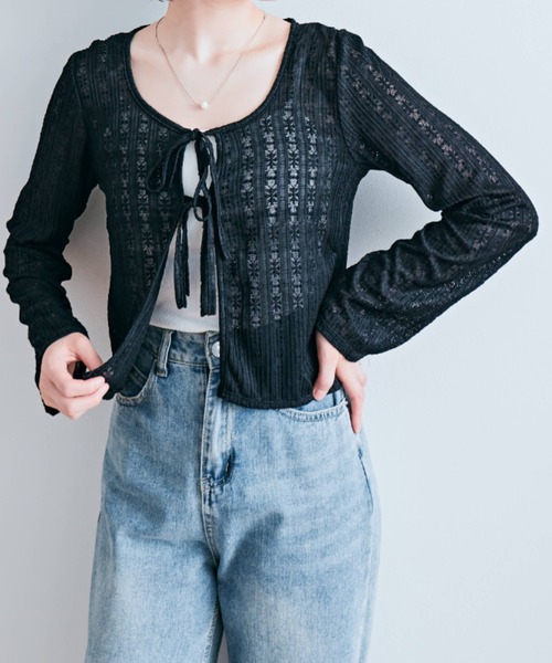 kirakiraShop(キラキラショップ)の「【着回し万能】花柄 レース カーディガン(カーディガン/ボレロ・レディース・ピンク/グリーン/ブラック/アイボリー/オフホワイト・FREE)」の20枚目の写真