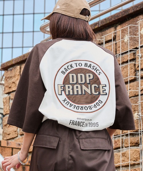 ddp（ディーディーピー）の「DDP/ディーディーピー 別注 サークルロゴ刺繍 ヘビーウェイト ビッグシルエットラグラン半袖Tシャツ（Tシャツ/カットソー・メンズ・ネイビー/ブラック/ダークブラウン/チャコール・M/L）」の3枚目の写真