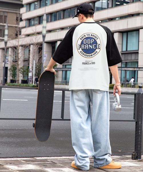 ddp（ディーディーピー）の「DDP/ディーディーピー 別注 サークルロゴ刺繍 ヘビーウェイト ビッグシルエットラグラン半袖Tシャツ（Tシャツ/カットソー・メンズ・ネイビー/ブラック/ダークブラウン/チャコール・M/L）」の14枚目の写真