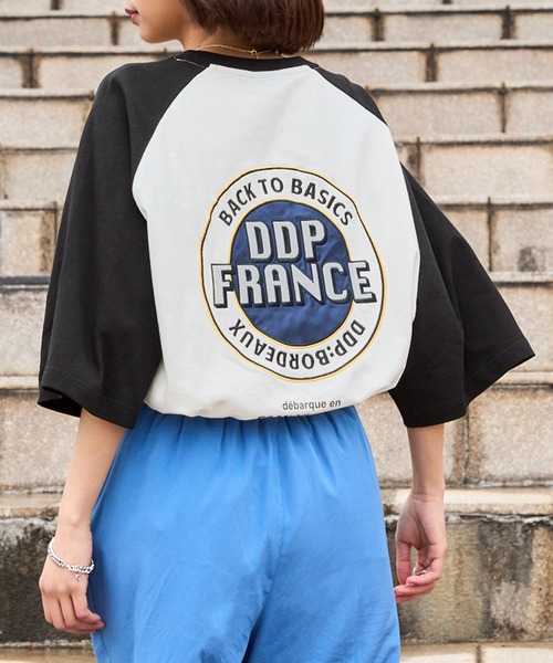 ddp（ディーディーピー）の「DDP/ディーディーピー 別注 サークルロゴ刺繍 ヘビーウェイト ビッグシルエットラグラン半袖Tシャツ（Tシャツ/カットソー・メンズ・ネイビー/ブラック/ダークブラウン/チャコール・M/L）」の11枚目の写真