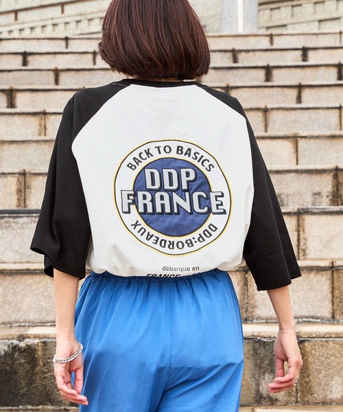 ddp（ディーディーピー）の「DDP/ディーディーピー 別注 サークルロゴ刺繍 ヘビーウェイト ビッグシルエットラグラン半袖Tシャツ（Tシャツ/カットソー・メンズ・ネイビー/ブラック/ダークブラウン/チャコール・M/L）」の9枚目の写真