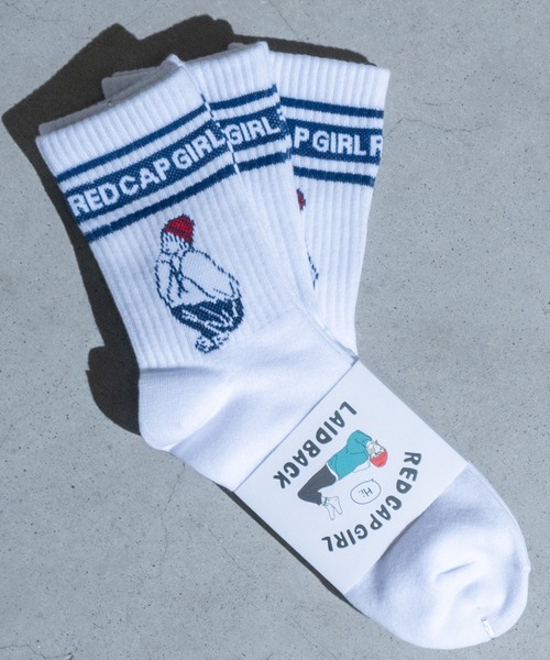 Red Cap Girl（レッドキャプガール）の「【a-r】〔Red Cap Girl/レッドキャップガール〕イラストジャガードソックス〔3点セット〕（ソックス/靴下・メンズ・その他2/その他1/ホワイト系その他/ブラック×ホワイト/ホワイト系その他2/ホワイト×レッド/ホワイト×ブラック/ホワイト×ブルー・25-27）」の3枚目の写真