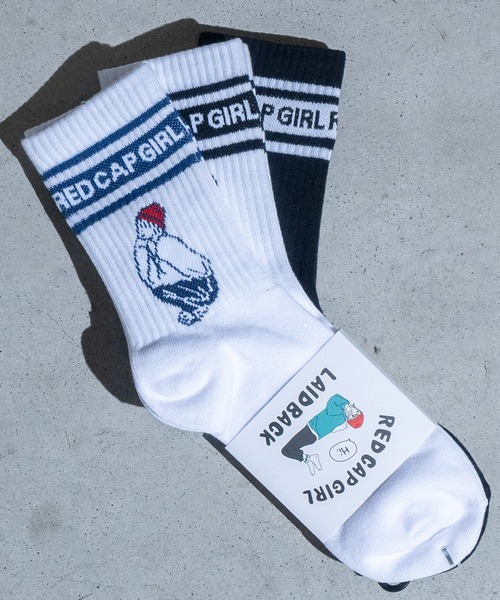 Red Cap Girl（レッドキャプガール）の「【a-r】〔Red Cap Girl/レッドキャップガール〕イラストジャガードソックス〔3点セット〕（ソックス/靴下・メンズ・その他2/その他1/ホワイト系その他/ブラック×ホワイト/ホワイト系その他2/ホワイト×レッド/ホワイト×ブラック/ホワイト×ブルー・25-27）」の7枚目の写真