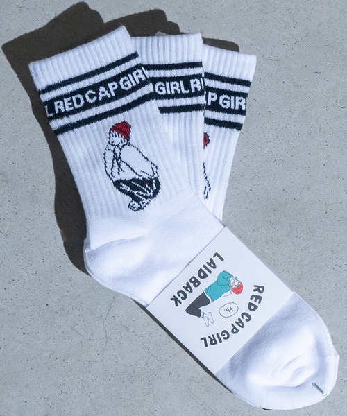 Red Cap Girl（レッドキャプガール）の「【a-r】〔Red Cap Girl/レッドキャップガール〕イラストジャガードソックス〔3点セット〕（ソックス/靴下・メンズ・その他2/その他1/ホワイト系その他/ブラック×ホワイト/ホワイト系その他2/ホワイト×レッド/ホワイト×ブラック/ホワイト×ブルー・25-27）」の4枚目の写真