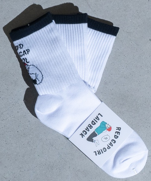 Red Cap Girl（レッドキャプガール）の「【a-r】〔Red Cap Girl/レッドキャップガール〕イラストジャガードソックス〔3点セット〕（ソックス/靴下・メンズ・その他2/その他1/ホワイト系その他/ブラック×ホワイト/ホワイト系その他2/ホワイト×レッド/ホワイト×ブラック/ホワイト×ブルー・25-27）」の5枚目の写真