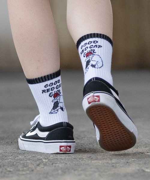 Red Cap Girl（レッドキャプガール）の「【a-r】〔Red Cap Girl/レッドキャップガール〕イラストジャガードソックス〔3点セット〕（ソックス/靴下・メンズ・その他2/その他1/ホワイト系その他/ブラック×ホワイト/ホワイト系その他2/ホワイト×レッド/ホワイト×ブラック/ホワイト×ブルー・25-27）」の9枚目の写真