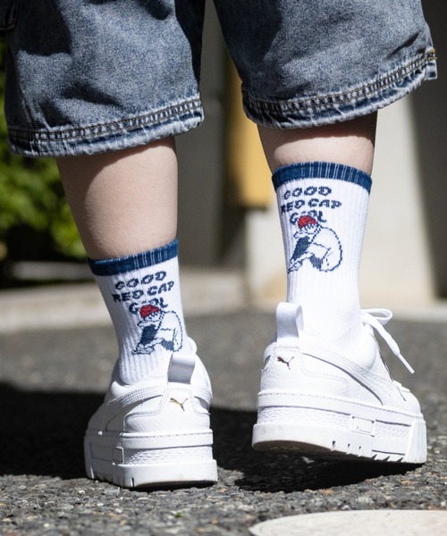 Red Cap Girl（レッドキャプガール）の「【a-r】〔Red Cap Girl/レッドキャップガール〕イラストジャガードソックス〔3点セット〕（ソックス/靴下・メンズ・その他2/その他1/ホワイト系その他/ブラック×ホワイト/ホワイト系その他2/ホワイト×レッド/ホワイト×ブラック/ホワイト×ブルー・25-27）」の11枚目の写真